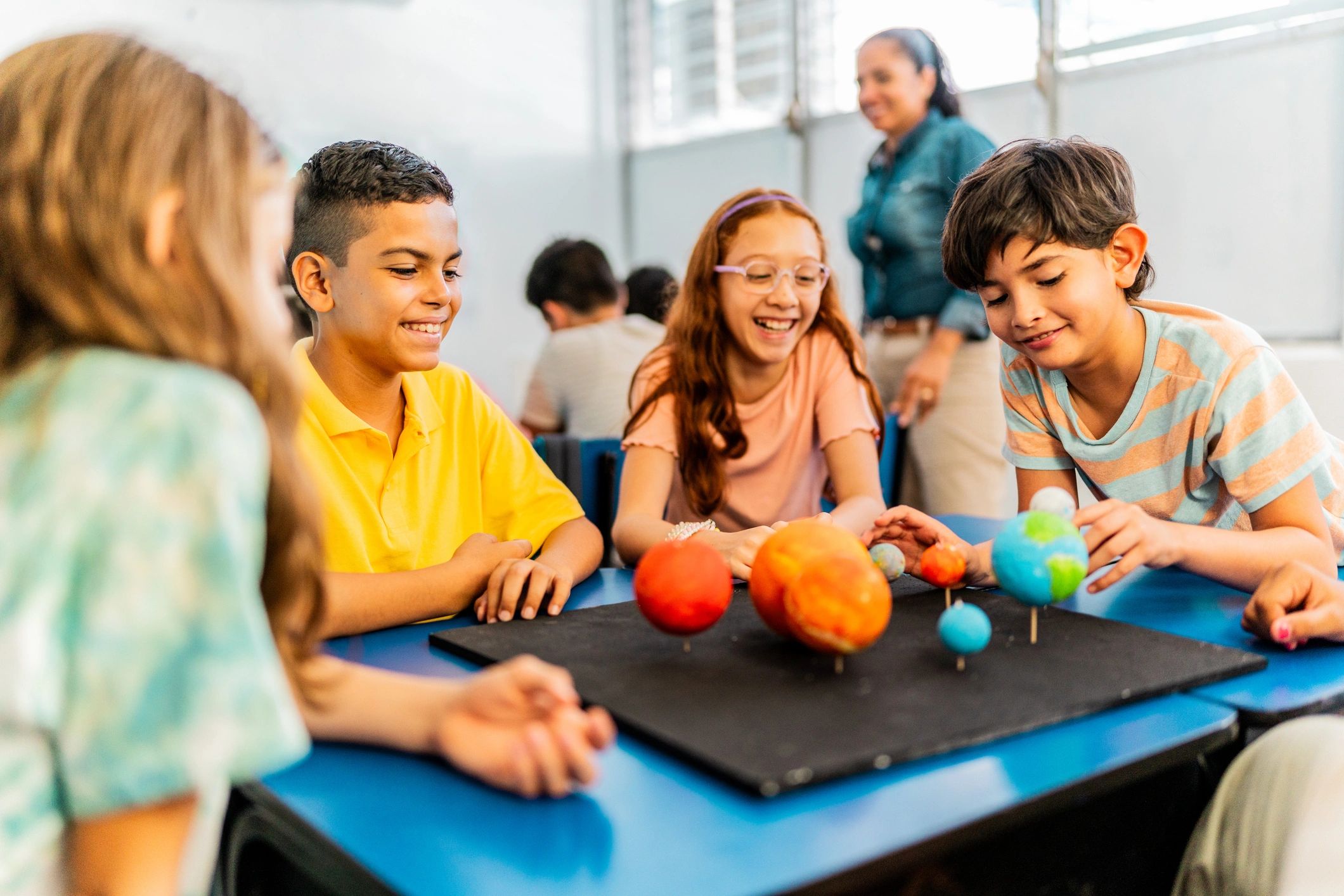 Students collaborating during a classroom activity